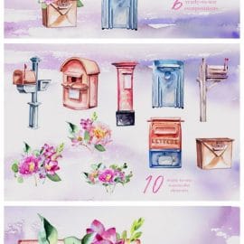 Watercolor Mailbox Clipart Set 4179268