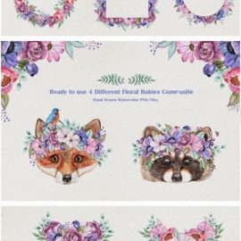 Watercolor Baby Animals and Flowers 4022199 Free Download
