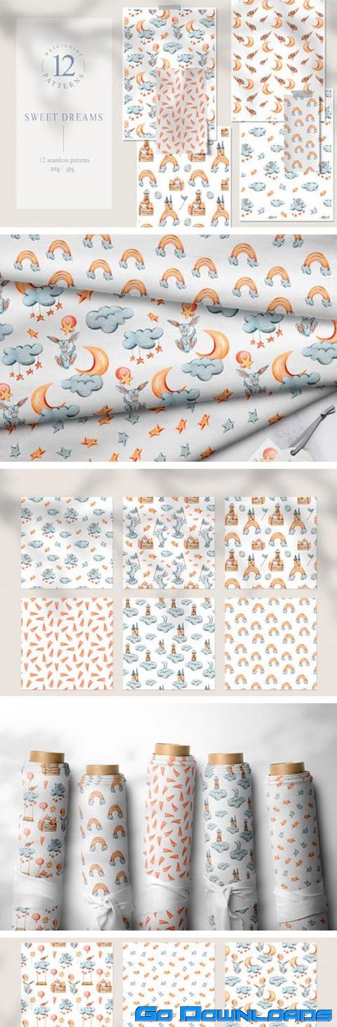 12 Watercolor Bunny Seamless Patterns 6983154 Free Download