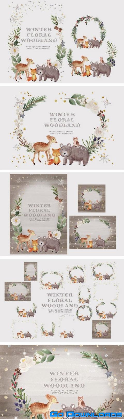 Frame Watercolor Winter Woodland Animal 7161967 Free Download