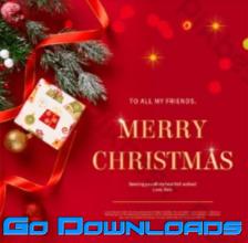 Red christmas tree branch colored balls christmas social media post Template PSD