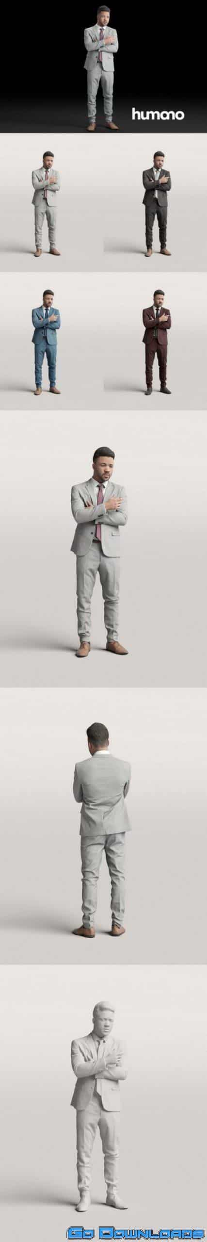 Humano Elegant Business Man Standing with arms crossed 0108 3D model Free Download