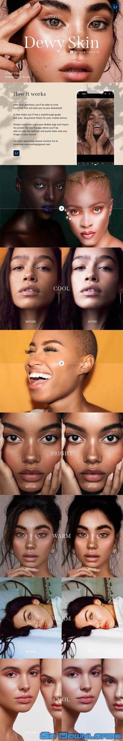 CreativeMarket 4 Lightroom Presets DEWY SKIN 5914181 Free Download