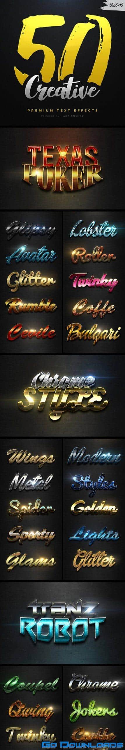 Graphicriver 50 Creative Text Effects Bundle Two 21206282 Free Download