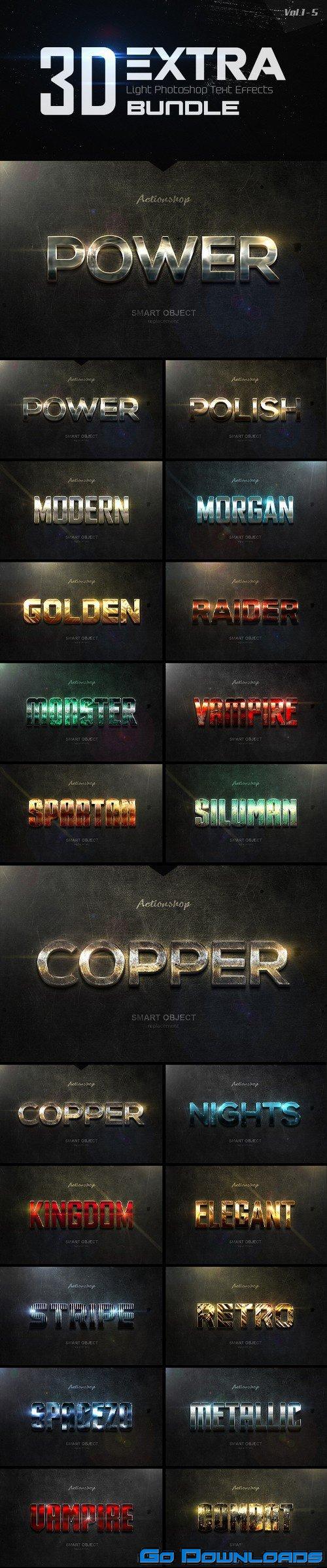 Graphicriver New 3d Extra Light Text Effects Bundle 20392022 Free Download