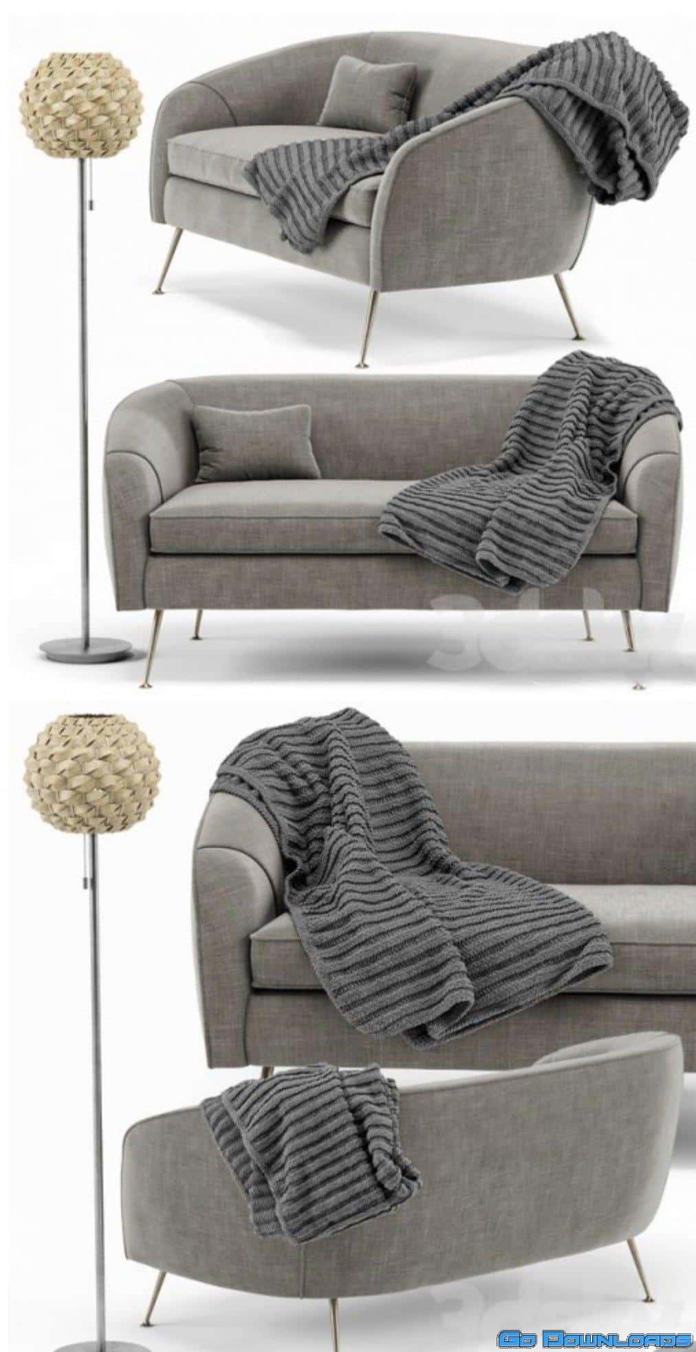 Stella Mid-Century Loveseat Urchin Rattan Floor Lamp Free Download
