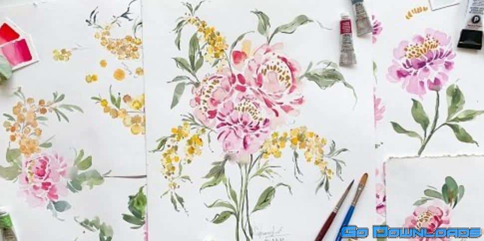 Easy Watercolour Peonies (and Gold Leafing) Step by Step