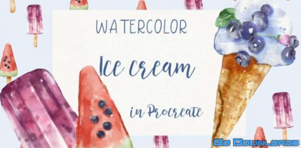 Digital Illustration of Food for Beginners: Watercolor Ice cream in Procreate on IPad