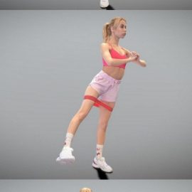 Woman exercising with fitness rubber band 3D Model Free Download