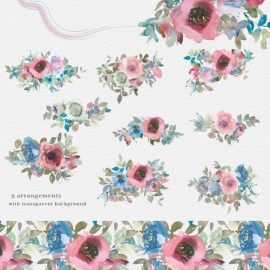 My Darling – Vintage Watercolor Floral Clipart Collection Free Download