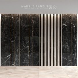 Marble panels with planks Free Download