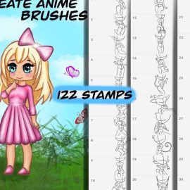 Brushgalaxy – 60 Anime Stamps – Procreate anime brushes Free Download