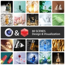 81 Cosmetic Product Scenes Ready to Render for Redshift + C4D Free Download